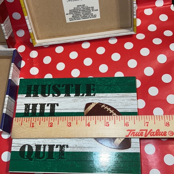 New Set of Four 3D Sports Ball Themed Striped Boxed Shelf Tabletop Decor - Picture 8 of 14